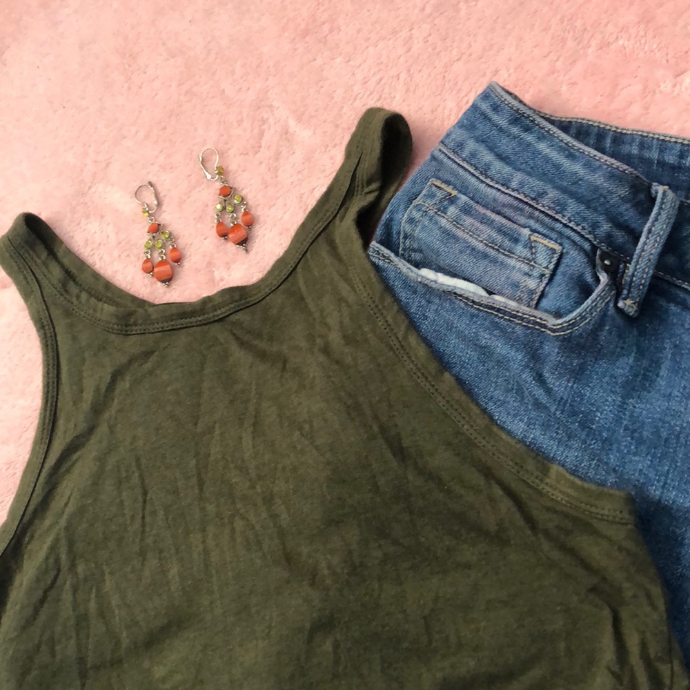 Dark green crop racer tank!